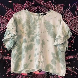 Green Tie-Dye Hippie/Bohemian Aesthetic Top